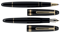 MONTBLANC: Meisterst&uuml;ck 146 Black Resin Fountain Pen [and] Rollerball * Lot of Two Pens