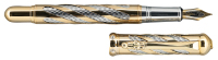 MAKER UNKNOWN: Gold-Tone Spiral-Patterned Crocodile Fountain Pen