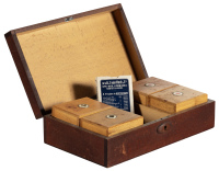 Vintage Dutch cruise ship gambling box with Catalin counters and cards