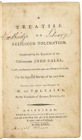 A Treatise on Religious Toleration. Occasioned by the Execution of the Unfortunate John Calas...