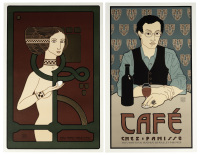 Two David Lance Goines Posters for New Year's Greetings [and] Caf&eacute; Chez Panisse