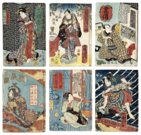 Six ehon booklets from various adaptations of the Chinese novel, Romance of the Three Kingdoms