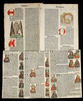 10 hand-colored and rubricated leaves and 1389 French document