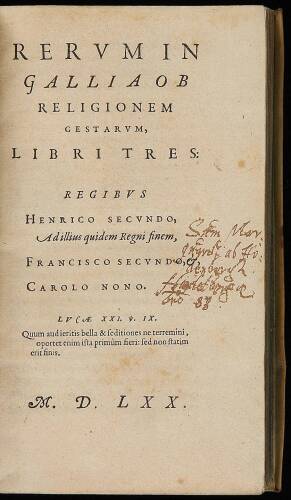Rerum In Gallia Ob Religionem Gestarum, Libris Tres