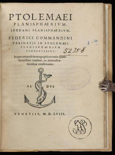 Ptolemaei Planisphaerium. Jordani Planisphaerium. [with, as issued] In Planisphaerium Ptolemaei Commentarius.