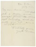 Autograph Letter from Jack London to "Armes"