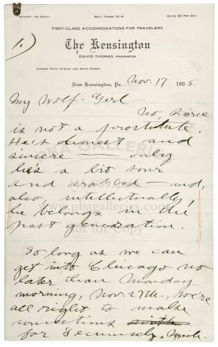 Autograph letter from Jack London to Charmian Kittredge