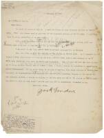 Typed, Signed Letter from Jack London to T. Werner Laurie