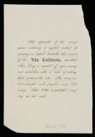 Handbill promoting subscriptions to the Alta California Newspaper