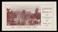 Lakeside House, E.B. Smith & Co., Proprietors, Bijou P.O. Cal.