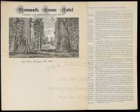 Mammoth Grove Hotel. Lessee; J.M. Hutchings (of Yo Semite) Successor to Mr. James L. Sperry