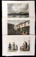 Collection of 7 hand-colored aquatints of Canton, China