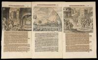 Lot of 16 leaves from De Bry's Newe Welt und Americanishe Historien, each with half-page engraving