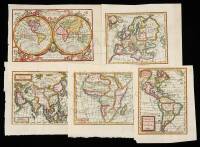 Lot of five maps (4 of continents one of the world) from Le Geographie Manuel