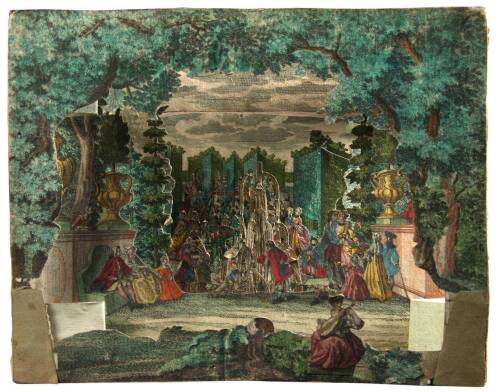 Mid 18th Century Peep Show of a Garden Scene