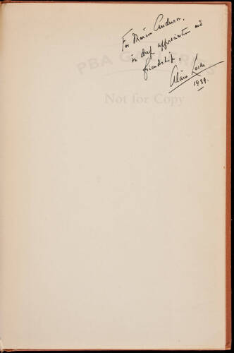 The Negro and His Music - inscribed by the founder of the Harlem Renaissance to famed singer Marian Anderson