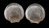 Two sterling silver shell-shaped ashtrays engraved "Menlo [Calif.] Invitational Tournament, July 25, 1933, First Flight"