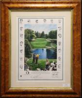 Large color print of “The Big Three” getting ready to tee off at hole 10, Minneapolis Golf Club, 1998, signed and framed