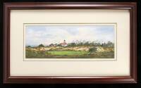 Original watercolor of the 13th Hole and Point Pine Lighthouse at Pacific Grove Municipal Golf Course
