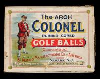 Original box for The Arch Colonel Rubber Cored Golf Balls