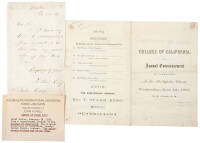 Autograph Letter, signed, and commencement program from the College of California, 1862