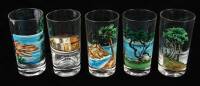 Set of 20 hand-painted glasses featuring scenes from Pebble Beach and Monterey