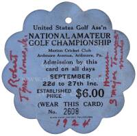 1924 USGA National Amateur Golf Championship Ticket, Merion Cricket Club