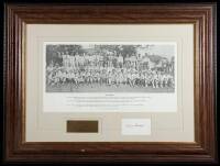 Framed presentation for the 1935 Masters Tournament with photo, winner Gene Sarazen autograph and a brass plaque