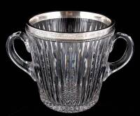 Cut crystal two handled trophy with sterling silver rim