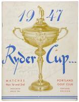 1947 Ryder Cup Official Program, Portland Golf Club, November 1 and 2 + dinner menu