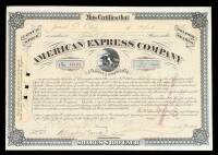 American Express Company stock certificate, signed by William Fargo, Alex Holland and J.N. Knapp