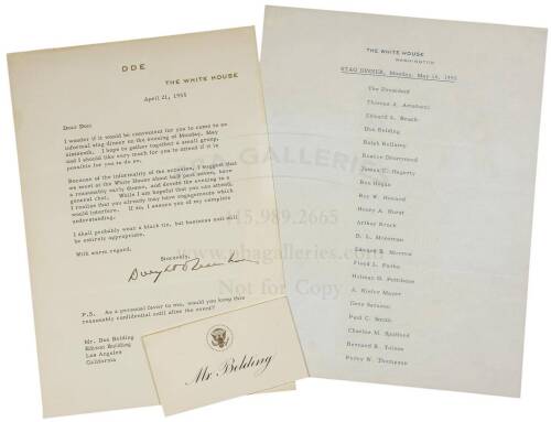 Typed Letter Signed by Dwight Eisenhower, inviting Don Belding to "an informal stag dinner"