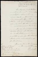Manuscript order commanding Cromwell Carson to assume the post of Master of the His Majesty's Yacht William and Mary