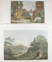 Lot of 2 hand-colored copper-engravings