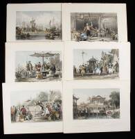 9 hand-colored steel-engravings