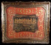 Large fold-open carved and hand-painted antique Chinese wooden box