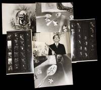 Four photographs and 2 contact sheets of photographs of Salvador Dali