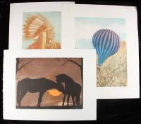 Group of 7 color lithographs & 1 poster, all signed limited