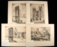 Group of 4 original signed limited etchings