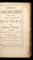 Short Memoirs for the Natural Experimental History of Mineral Waters