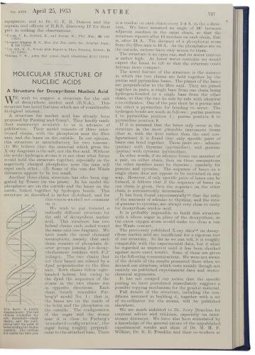 The first papers on DNA, in Nature magazine