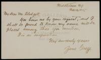 Autograph note signed by Zane Grey to Mr. Blodgett