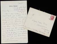 Autograph letter signed by Zane Grey to his son Romer Grey