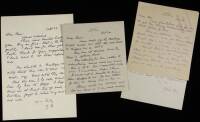 Three autograph letters signed by Zane Grey to Edward Cave, editor/president of Recreation Magazine