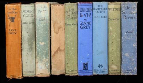 Lot of nine titles by Zane Grey, all signed