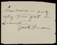 Autographed note signed by Jack London