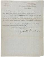 Typed letter signed by Jack London to editor Robert H. Davis