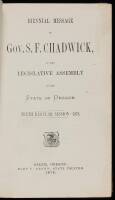 Biennial Message of Gov. S. F. Chadwick, to the Legislative Assembly of the State of Oregon. Tenth Regular Session - 1878