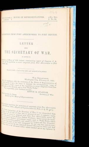 Expedition from Fort Abercrombie to Fort Benton. Letter from the Secretary of War...transmitting report of Captain J.L. Fisk, of the expedition to escort emigrants from Fort Abercrombie to Fort Benton, etc.
