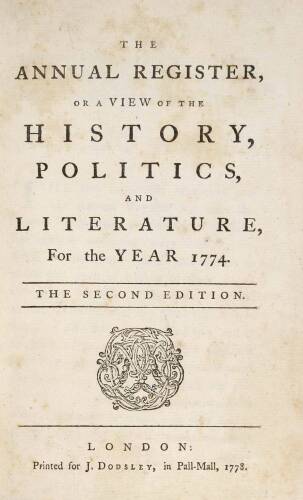 The Annual Register. 1774-1780, 1782, 1783 + Index
